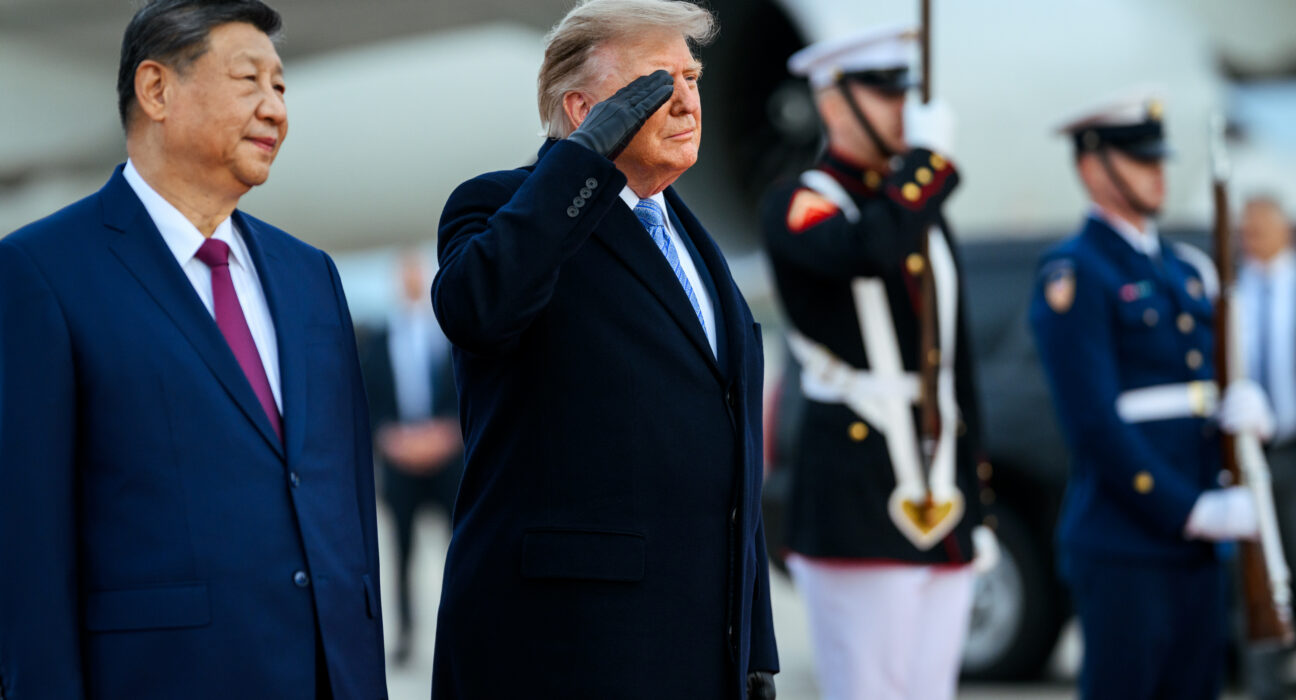 Presiden AS Donald Trump dan Presiden China Xi Jinping saat pertemuan kenegaraan