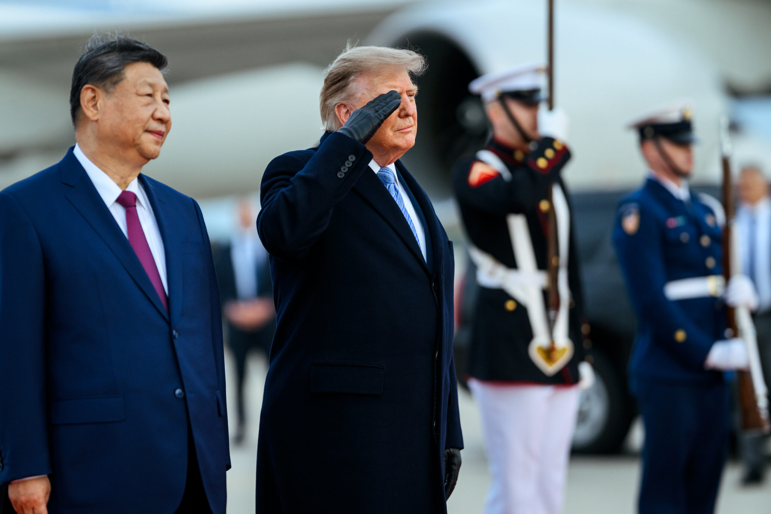 Presiden AS Donald Trump dan Presiden China Xi Jinping saat pertemuan kenegaraan