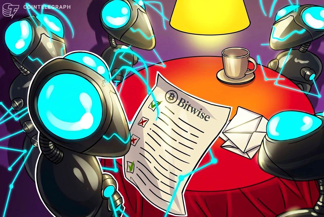 Grafik laporan riset Bitwise menunjukkan pergerakan agregat institusional manajemen aset portofolio holding pasar modal blockchain mata uang kriptografi aman.