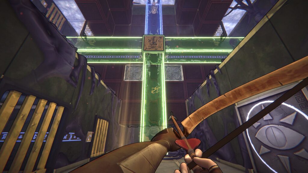 Tangkapan layar teka-teki 3D ruang gravitasi game indie He Who Watches