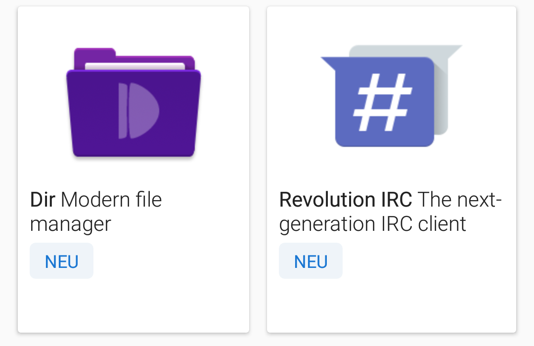 Tampilan antarmuka repositori aplikasi sumber terbuka F-Droid pada sistem operasi Android