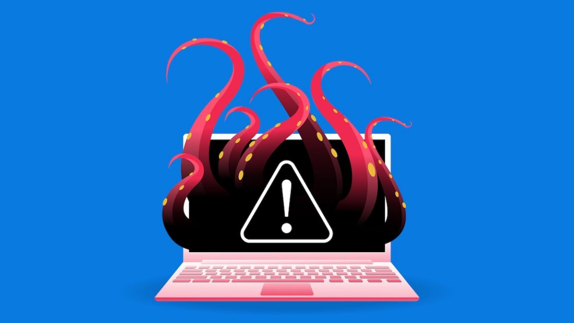 Laptop terinfeksi malware scareware yang menyebar lewat Google Ads