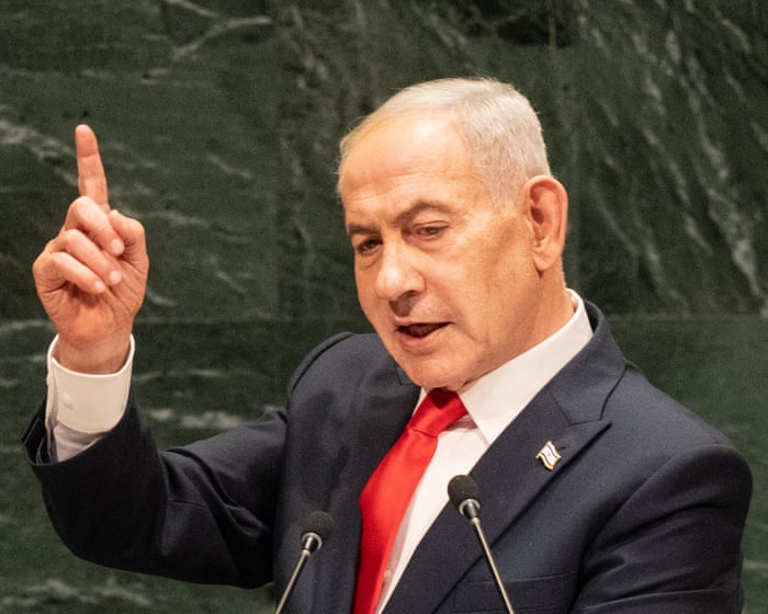 Benjamin Netanyahu saat berpidato di PBB
