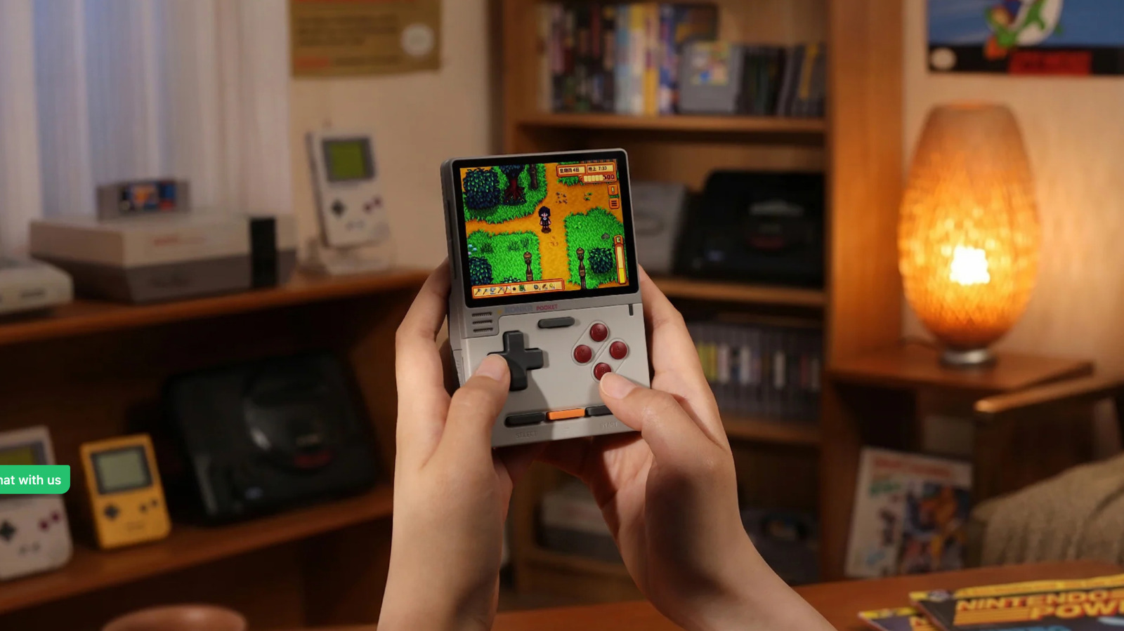 Konsol genggam retro Ayaneo Konkr Pocket Block dengan desain vertikal klasik ala Game Boy