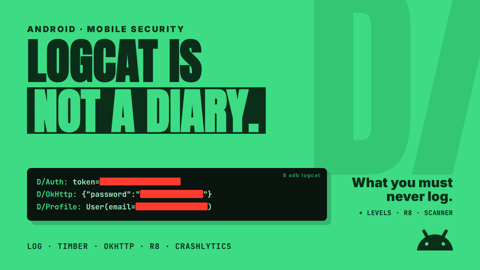 Infografis Keamanan Android Logcat Timber dan R8