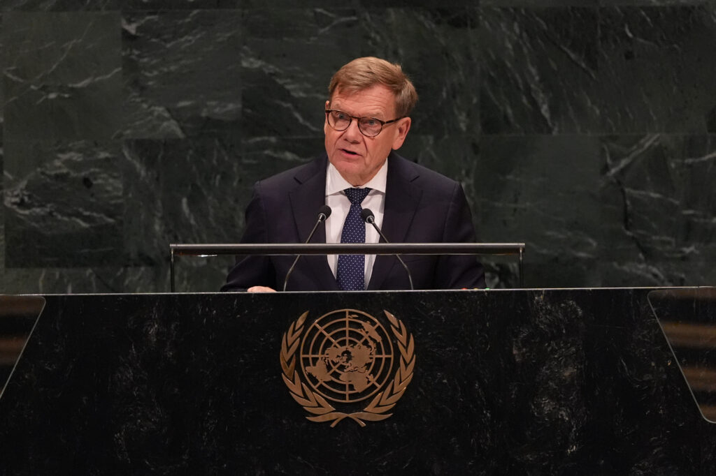 Menteri Luar Negeri Jerman Johann Wadephul berpidato pada Sidang Majelis Umum PBB ke-81 di New York