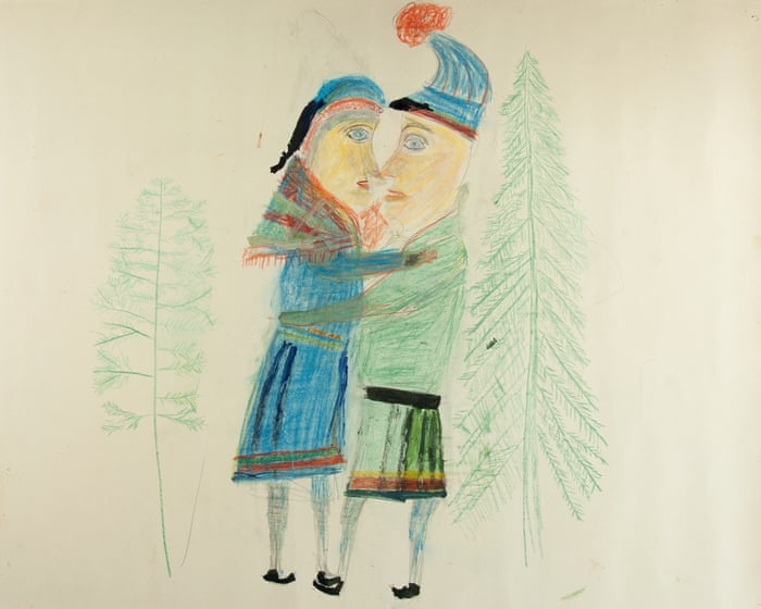 Karya seni Johan Turi dalam pameran di Kin Museum Kiruna Swedia