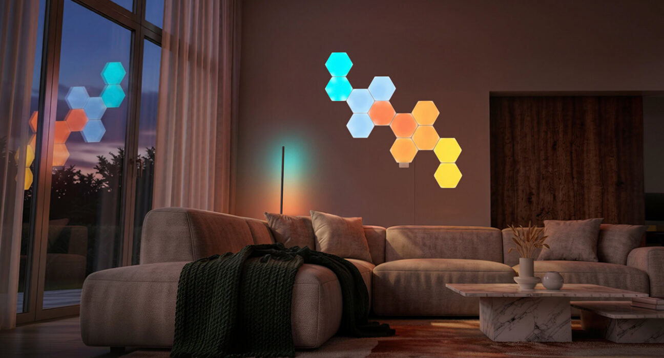 Panel lampu pintar Nanoleaf dengan pencahayaan modular dinamis