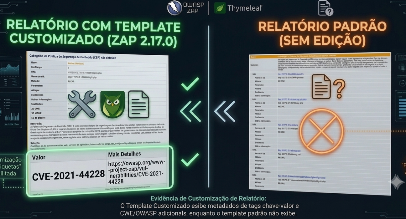 Perbandingan template laporan kustom OWASP ZAP 2.17 dengan engine Thymeleaf dan pemetaan tag kepatuhan CWE