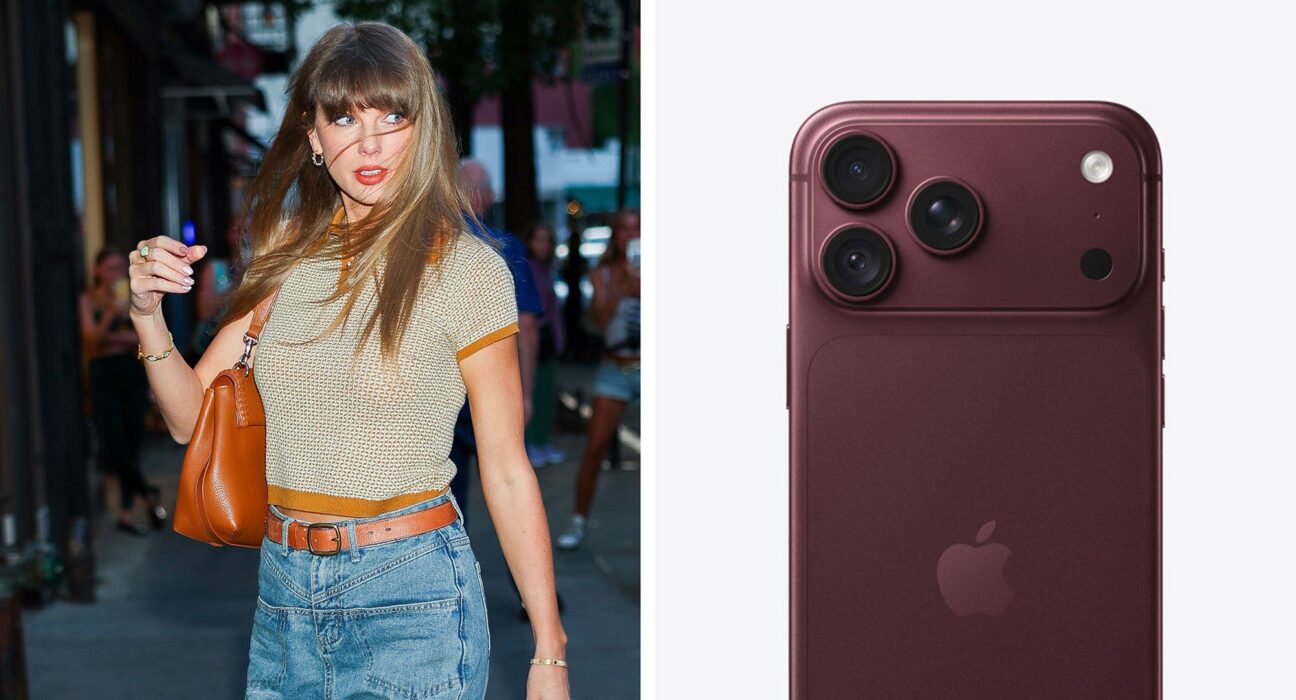 Perbandingan palet warna lini iPhone Apple dan era visual album musik Taylor Swift