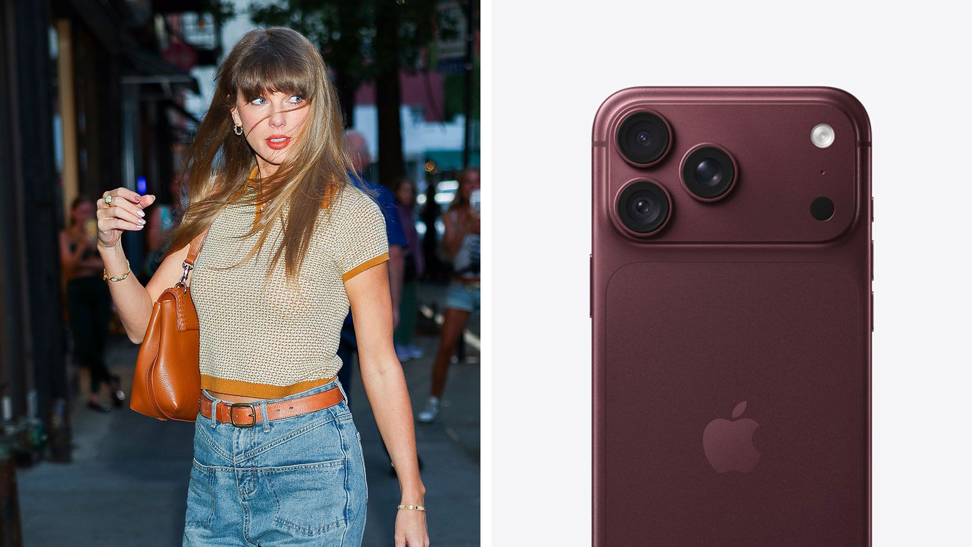 Perbandingan palet warna lini iPhone Apple dan era visual album musik Taylor Swift