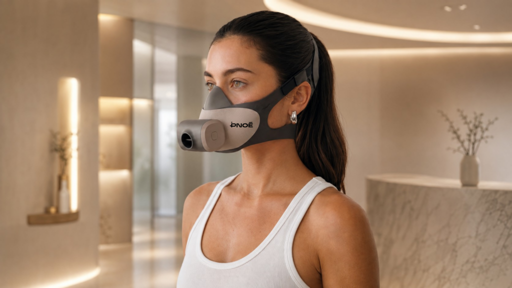 Perangkat masker analisis metabolik portabel PNOE 2.0 untuk pengujian VO2 max mandiri di pusat kebugaran