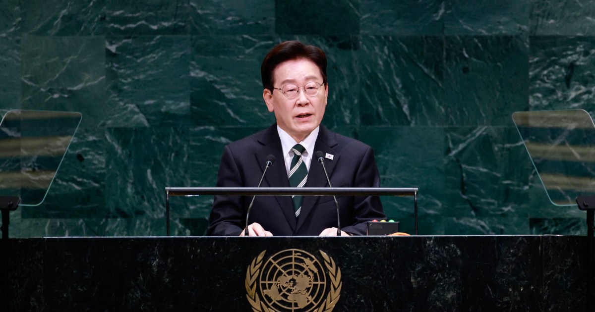 Presiden Korea Selatan Lee Jae Myung menyampaikan pernyataan di Sidang Umum PBB New York
