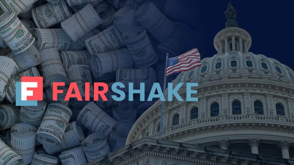 Spanduk advokasi regulasi aset kripto Fairshake Super PAC di Washington