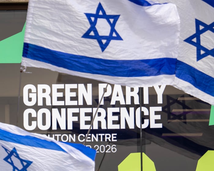 Demonstrasi pro-Israel di luar lokasi konferensi Partai Hijau di Brighton Inggris