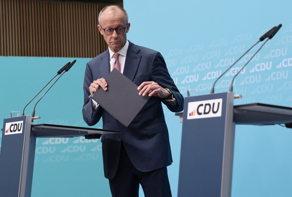Kanselir Jerman Friedrich Merz menggelar konferensi pers di kantor pusat CDU Berlin pasca pemilu regional