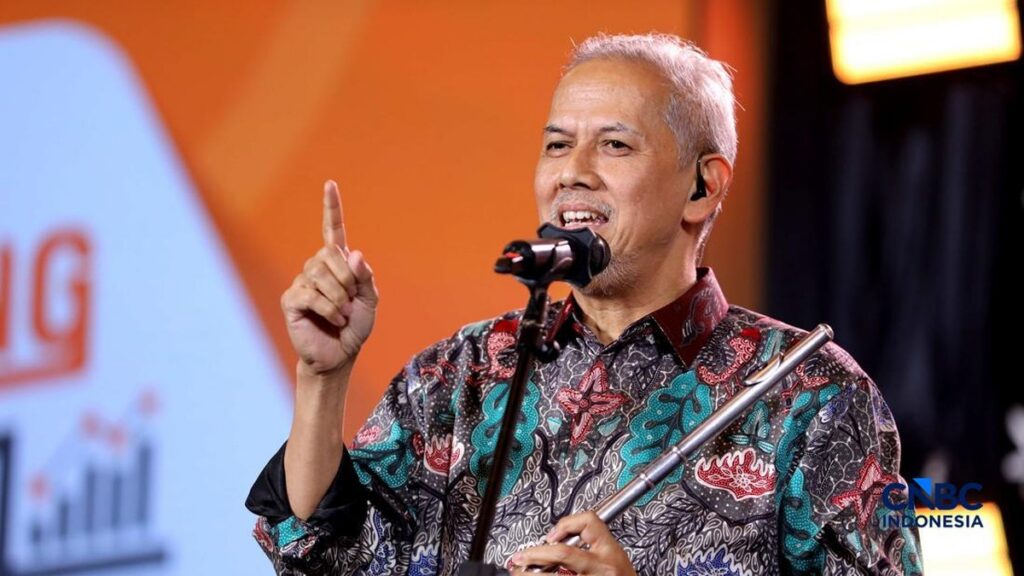 Ketua Dewan Komisioner Lembaga Penjamin Simpanan LPS Anggito Abimanyu dalam agenda pemaparan tata kelola dan sosialisasi keuangan lembaga