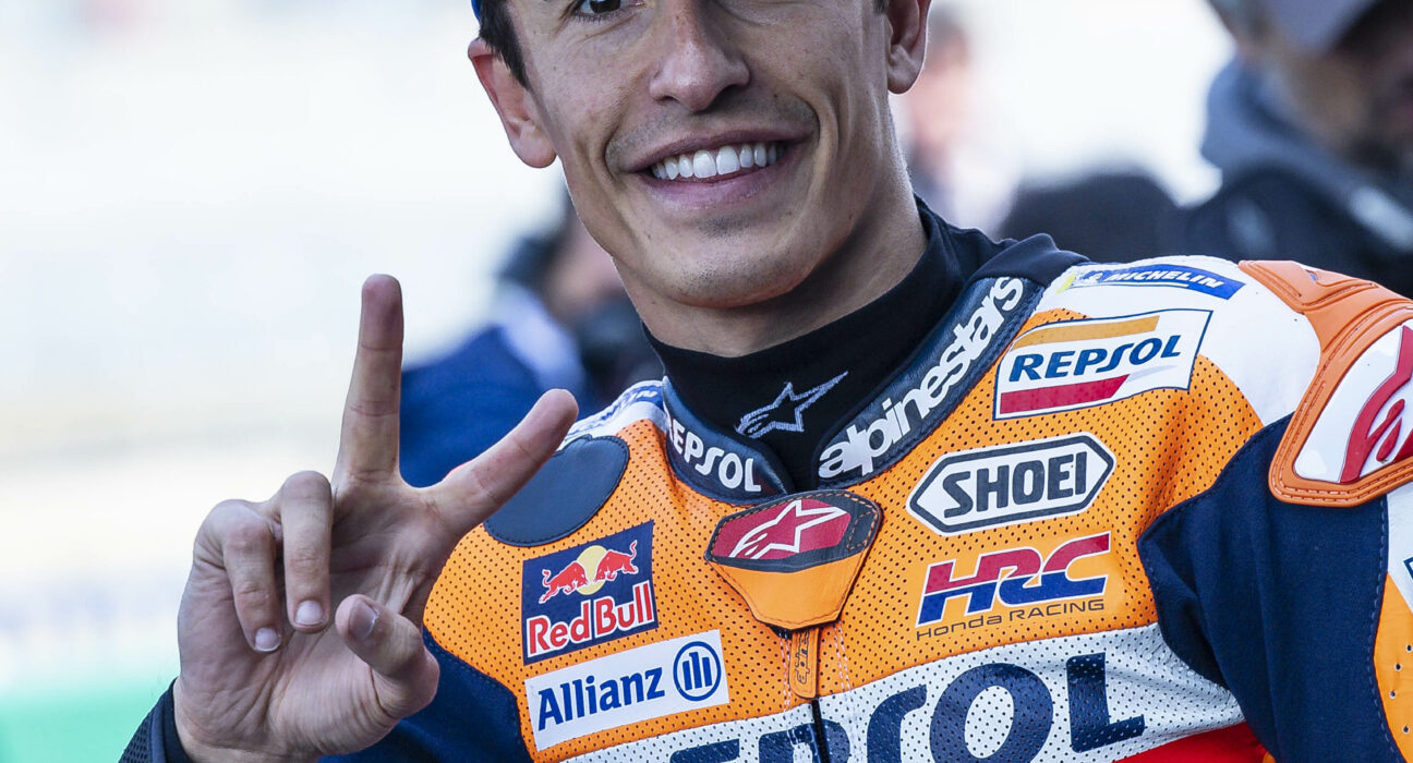 Pebalap MotoGP Marc Marquez saat beraksi di lintasan balap