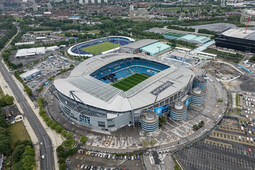 Stadion Etihad markas Manchester City, klub yang terjerat skandal finansial menyusul bocoran dokumen Football Leaks oleh Rui Pinto.