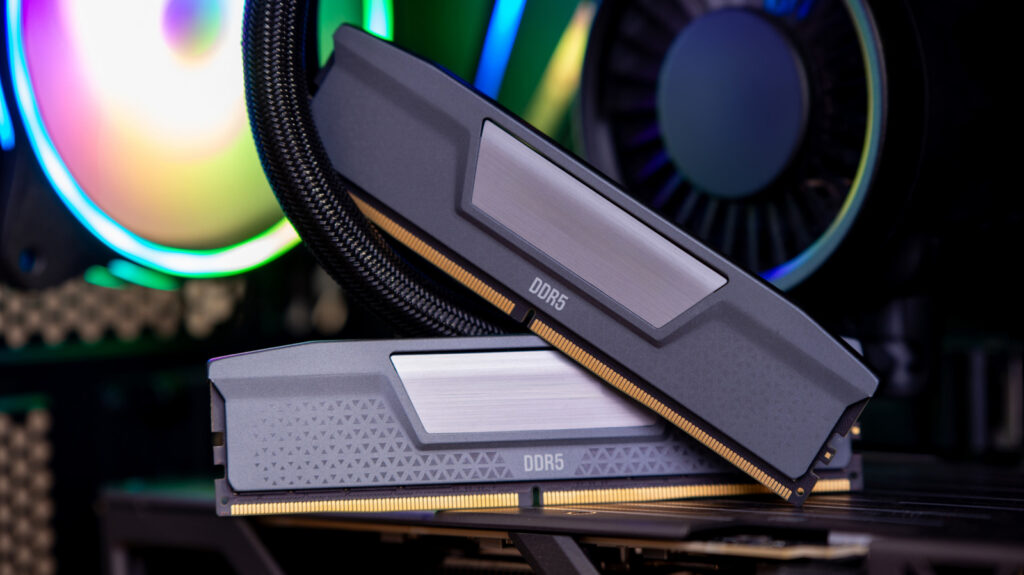 Modul DDR5 RAM berkecepatan tinggi untuk pengujian benchmark performa gaming