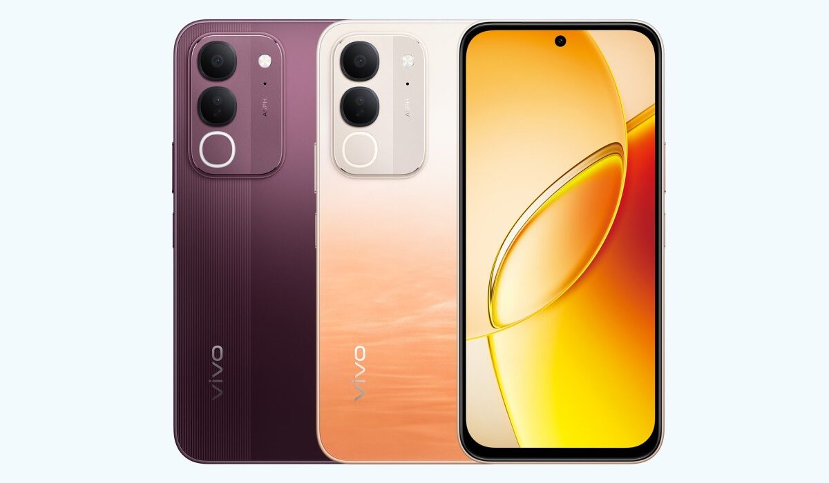 Desain resmi vivo Y32 edisi 2026 dalam varian Twilight Red dan Sunset Orange