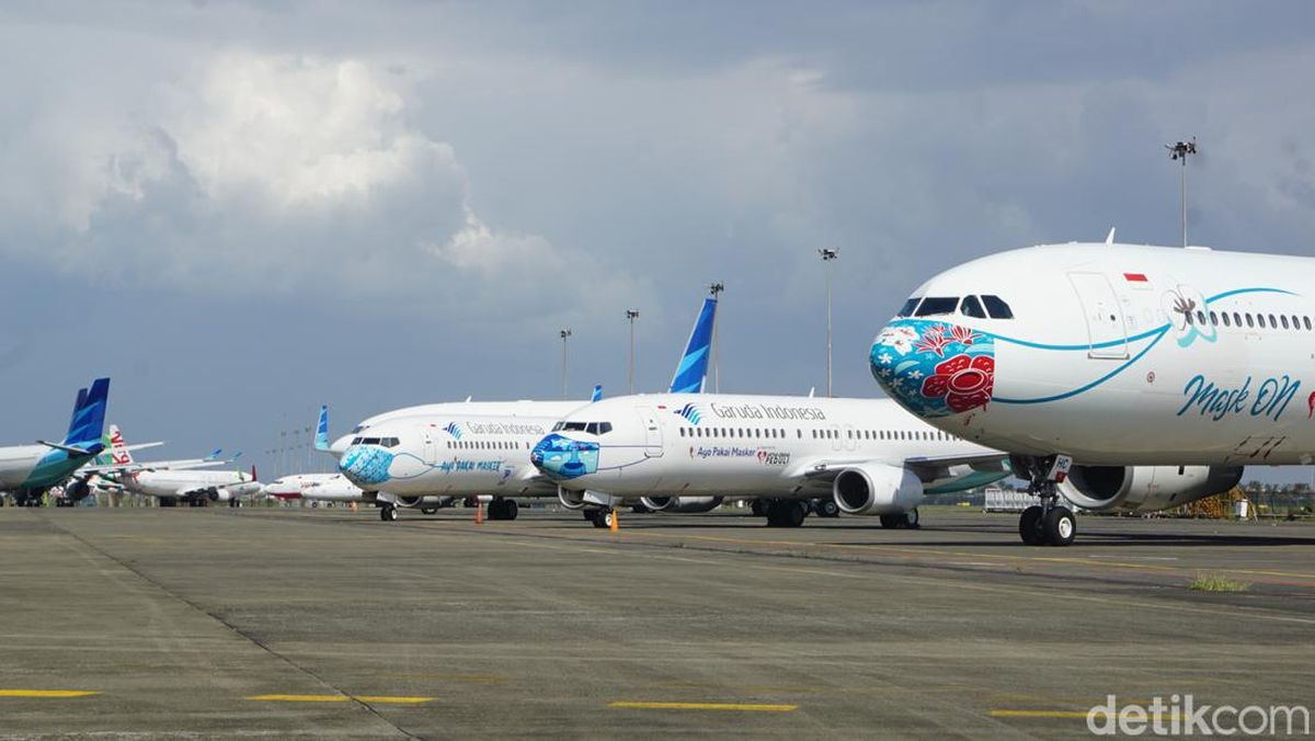 Pesawat armada Garuda Indonesia di bandara udara Soekarno-Hatta